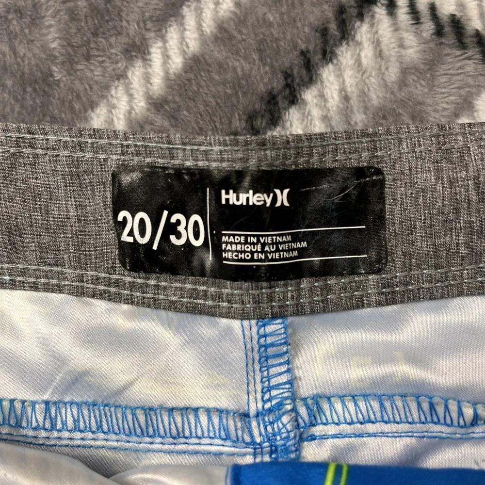 Hurley Boys Size 20/30 Neptune Blue Doodle Island Skulls Print Surf Board Shorts